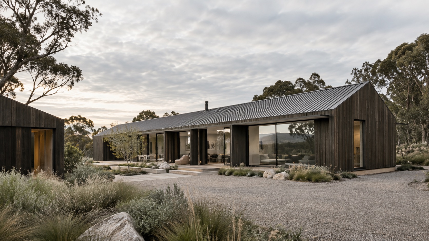 Concept image of a timber home in a landscape